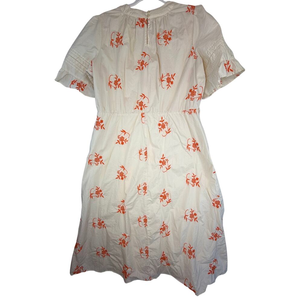 Marks & Spencer Cream Midi Dress with Orange Floral Print - Picture 4 of 5